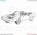 Plymouth Convertible Barracuda 1971 Hemi Car Coloring Clipart Lineart Muscle Illustration Lafftoon Royalty Clip Vector Drawings 38kb 1024px 1080 sketch template