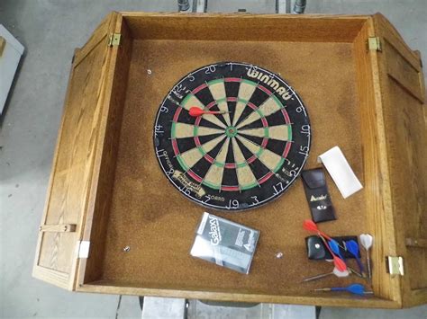fargo liquidators wooden dart board case  board