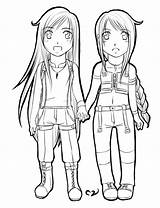 Twins Chibi Lineart Valentine Anime Coloring Pages Colouring Mila Deviantart Template sketch template