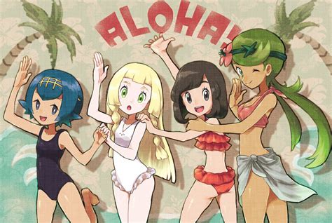 alola girls pokémon sun and moon pokemon mew pokemon waifu pikachu
