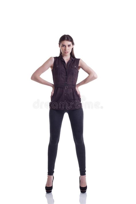 tall slim girl posing in fashionable clothing stock image image of