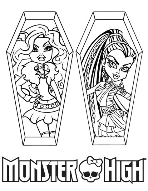 monster high clawdeen wolf  nefera de nile coloring page