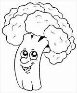Broccoli Coloring Pages Cartoon Color Kids Print Coloringbay Vegetables sketch template