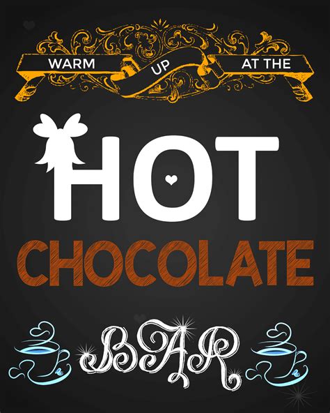 hot chocolate signs labels tags hot chocolate bar
