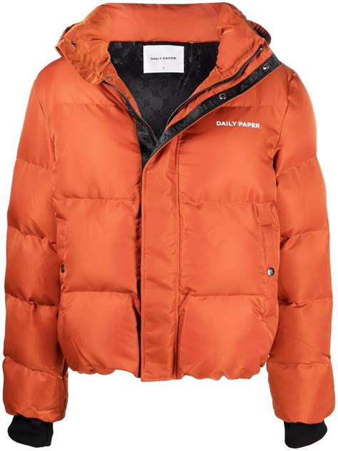daily paper orange epuffa hooded puffer jacket  men   farfetchcom