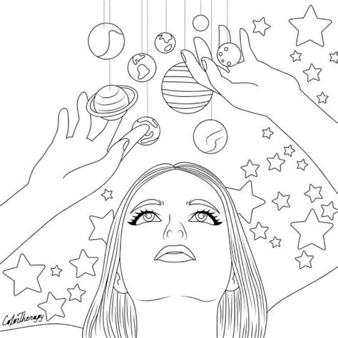aesthetic coloring pages simple outline  girl coloring pages png