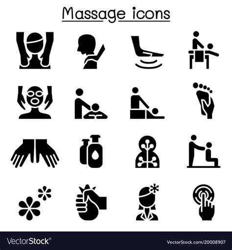 massage spa alternative therapy icon set graphic vector image