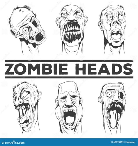 zombie heads vector illustrations stock vector image