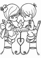 Coloring Pages Precious Moments Valentines Boy Girl Drawing Wedding Couples Drawings Printable People Valentine Children Hands Clipart Holding Colouring Kids sketch template
