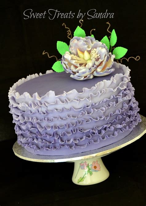 Purple Ombre Ruffle Cake