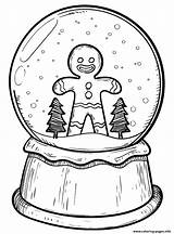 Coloring Christmas Gingerbread Man Globe Snow Pages Printable sketch template