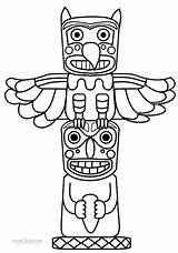 Totem Pole Coloring Drawing Poles Native American sketch template
