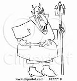 Pitchfork Devil Holding Laughing Outlined Illustration Djart Clipart Royalty Vector 2021 sketch template