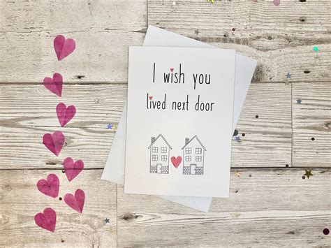 i wish you lived next door card i miss you friendship card etsy