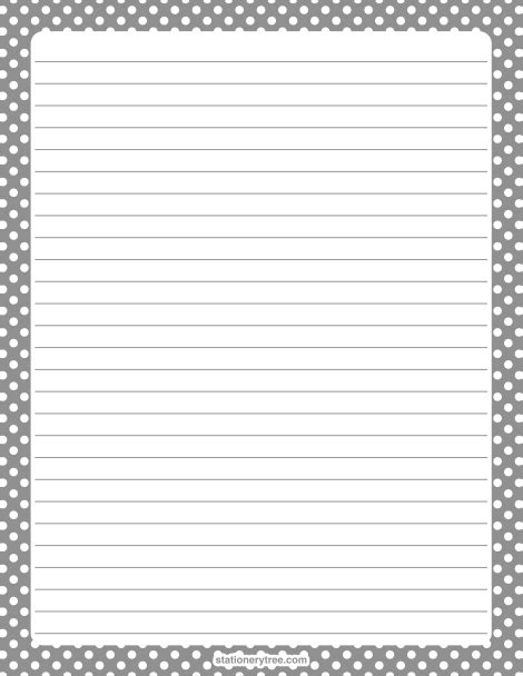 printable gray  white polka dot stationery  writing paper