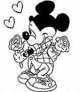 Coloring Valentines Pages Printable Cards Valentine Mickey Disney Mouse Printables sketch template
