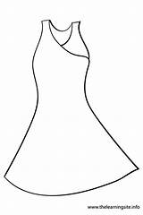 Dress Coloring Pages Outline Fashion Dresses Clothing Template Kids Clothes Flashcard Sketch Templates Flashcards sketch template