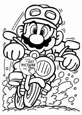 Coloring Mario Pages Motorcycle Printable Kids sketch template