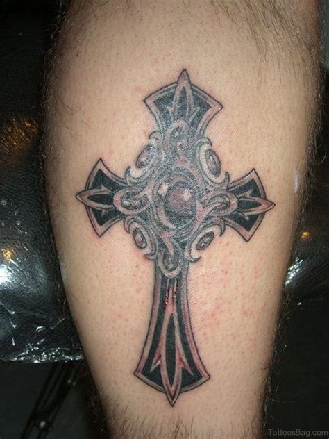 antic cross tattoos  leg