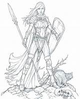 Female Paladin Woman Warrior Coloring Drawing Pages Staino Line Deviantart Fantasy Warriors Drawings Adult Sketch Cool Book Bing Books Lineart sketch template