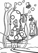 Toadstool Colouring Town Coloring Kids Pages Printable Colour Getdrawings Drawing Choose Board sketch template