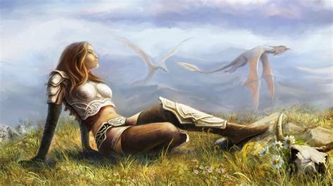 1920x1080 Px Art Blondes Dragon Fantasy Girl Warrior Warrios Women High
