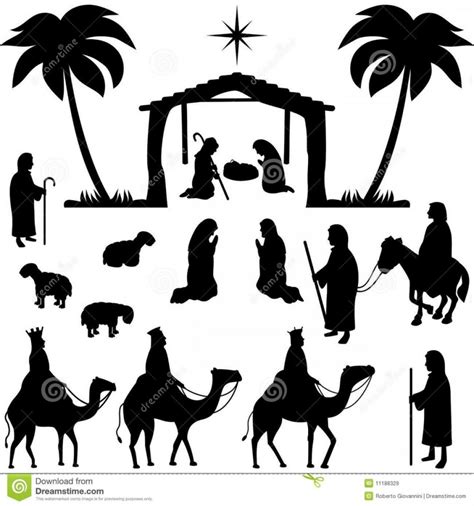 nativity scene silhouette svg    svg cut file