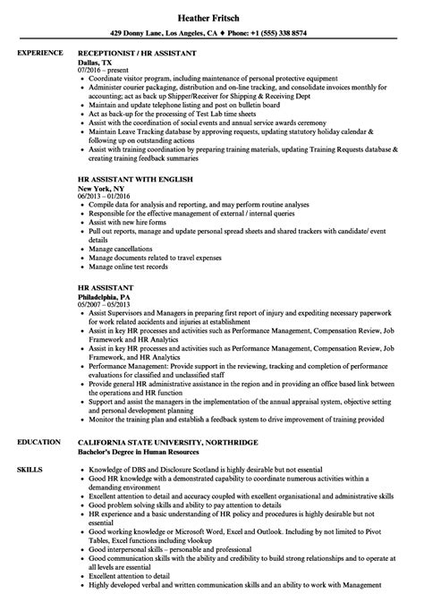 resume samples human resources assistant hr assistant cv template