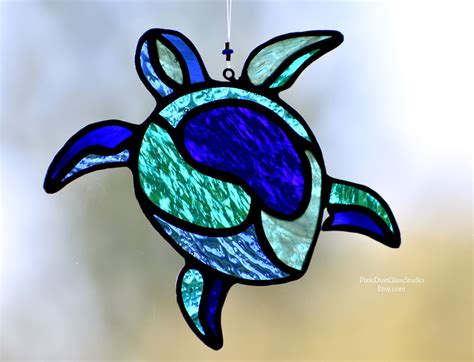 stained glass sea turtle suncatcher honu suncatcher etsy surf art