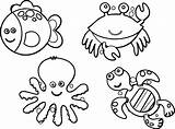 Ocean Coloring Pages Animals Printable Kids sketch template