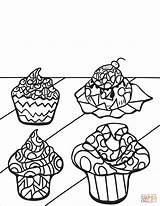 Coloring Cupcakes Cupcake Pages Cakes Zentangle Adults Color Adult Kids Book Desserts Muffins Print Printable Cup Cake Simple Little Girl sketch template