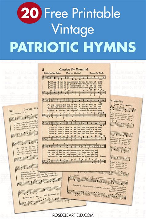 printable vintage patriotic hymns  printable handmade labels