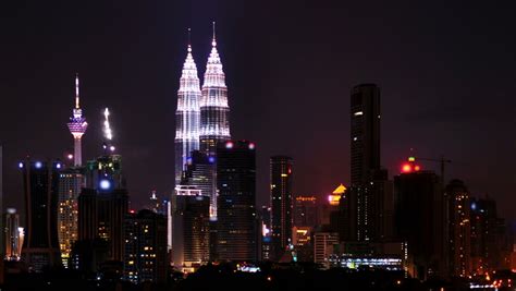 Time Lapse Of Kuala Lumpur City Malaysia At Night Stock