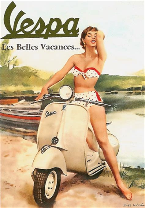vespa pin up girl les belles vacances mad men art vintage ad art collection