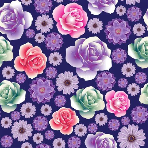 seamless roses  lilac pattern stock vector illustration  abstract tile