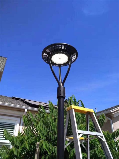 led pole light circular area post top fixture outdoor garden walkway lamp  ebay