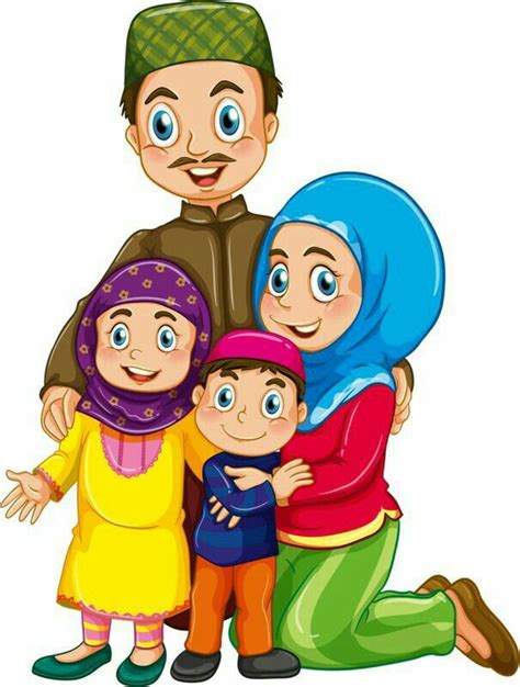 Foto Keluarga Kartun Muslim 5 Orang