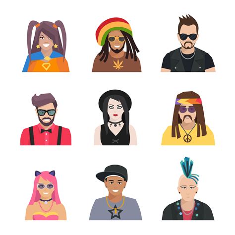 subcultures people icons set  vector art  vecteezy