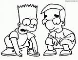 Milhouse Colorear Bart Simpsons Sentados Hormiga Enseña Encontrado sketch template