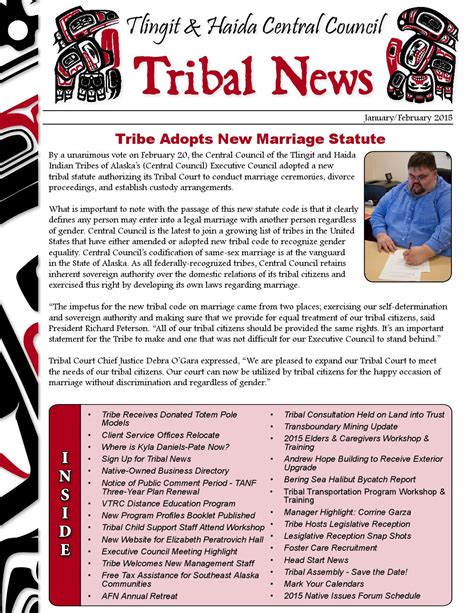 january february 2015 tribal news by central council tlingit and haida