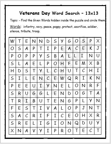 veterans day word search puzzles printable englishbix