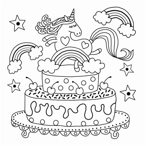 unicorn cake coloring pages coloring home