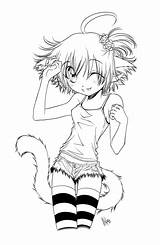 Coloring Anime Pages Cat Getdrawings sketch template