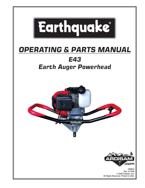 earthquake  earth auger powerhead operators manual manualzz