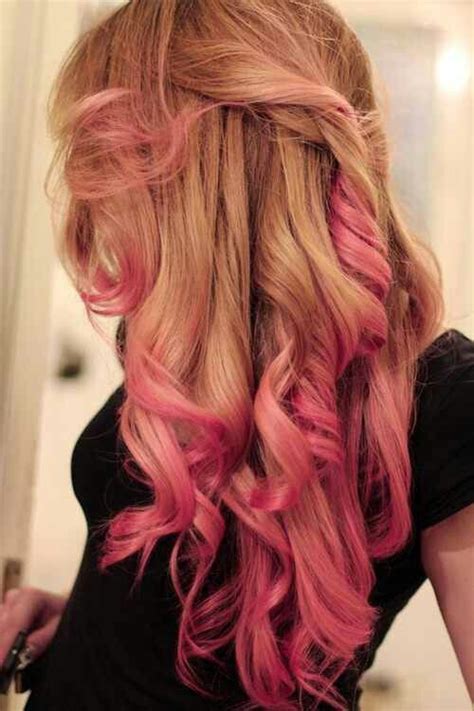 Blonde Honey Colored Hair With Pink Ends Curly Hair