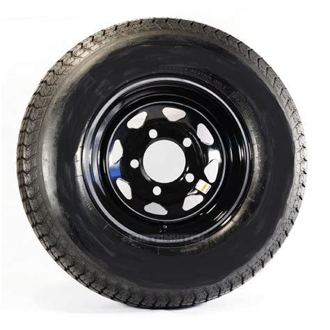 2 Pack Radial Trailer Tire On Rim St205 75r15 15 In Lrc 5 Lug Black