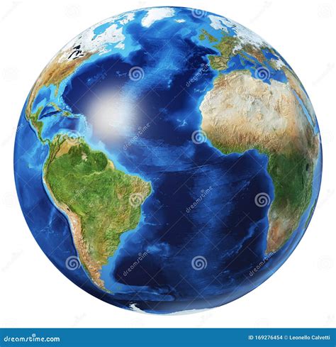 ilustracion  del globo terrestre vista del oceano atlantico stock de