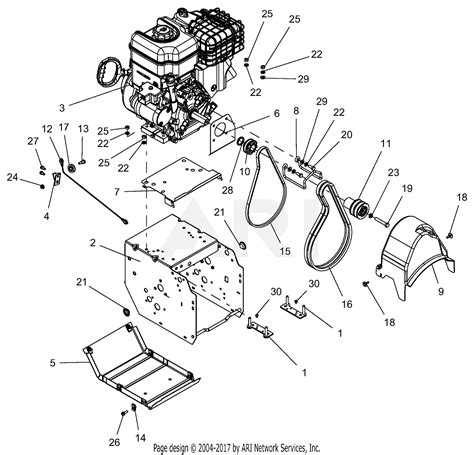 ariens   deluxe  parts diagram  engine frame  belt drive