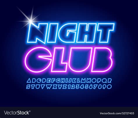 neon sign night club unique font royalty  vector image