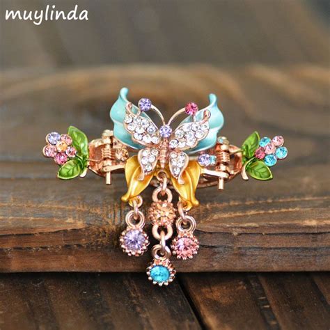 retro schilderen vlinder haar klauw sieraden vrouwen kleine haar clip vintage haarspeldjes